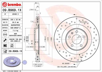 Brake Disc BREMBO 09.B969.1X