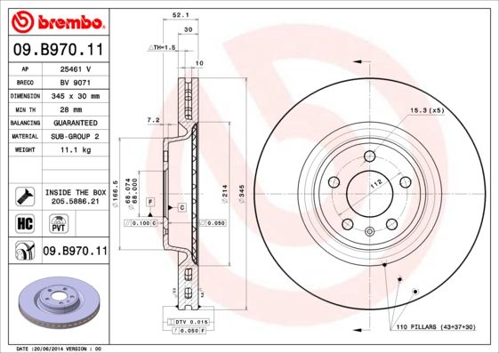 BREMBO 09.B970.11 Brake Disc