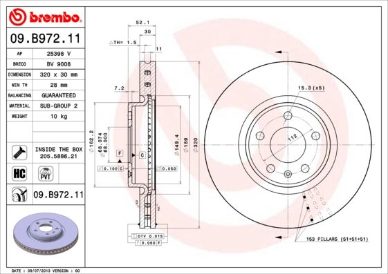 BREMBO 09.B972.11 Brake Disc