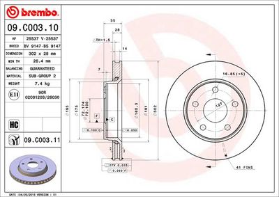Brake Disc BREMBO 09.C003.11