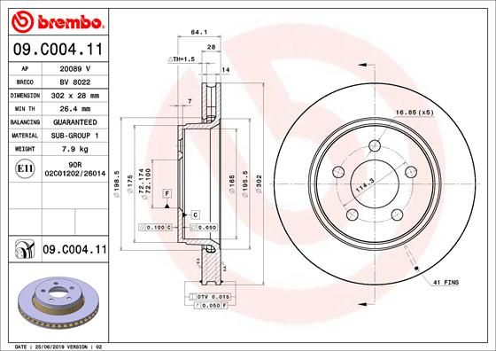 BREMBO 09.C004.11 Brake Disc