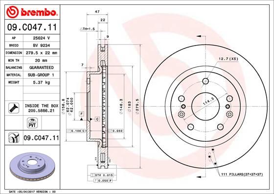 BREMBO 09.C047.11 Brake Disc