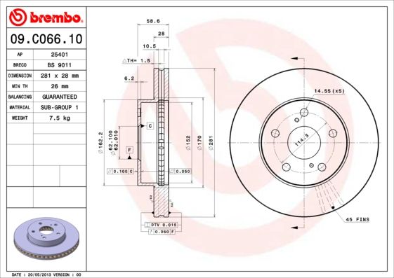 BREMBO 09.C066.10 Brake Disc