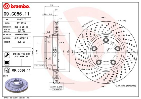 BREMBO 09.C086.11 Brake Disc
