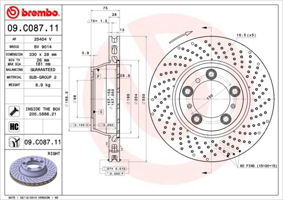 BREMBO 09.C087.11 Brake Disc