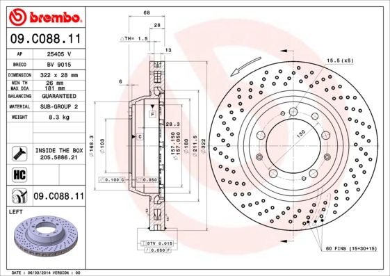 BREMBO 09.C088.11 Brake Disc