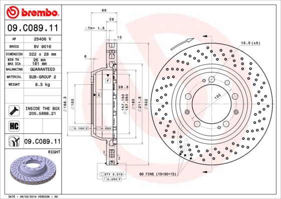 BREMBO 09.C089.11 Brake Disc