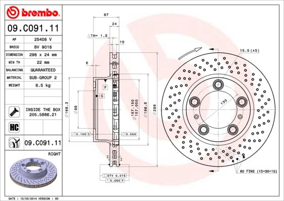 BREMBO 09.C091.11 Brake Disc
