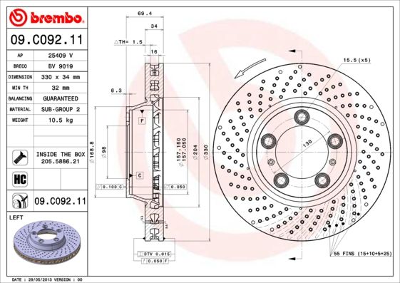 BREMBO 09.C092.11 Brake Disc