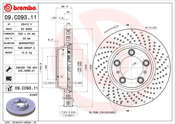 BREMBO 09.C093.11 Brake Disc