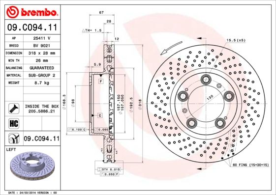 BREMBO 09.C094.11 Brake Disc