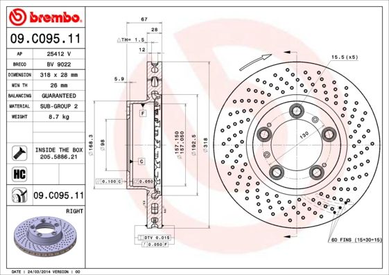 BREMBO 09.C095.11 Brake Disc