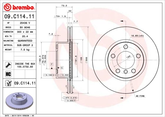 BREMBO 09.C114.11 Brake Disc
