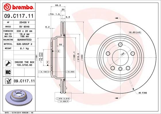 BREMBO 09.C117.11 Brake Disc