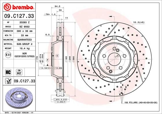 BREMBO 09.C127.33 Brake Disc