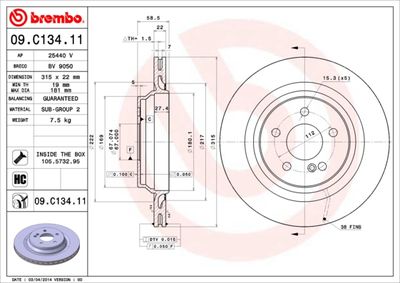 Brake Disc BREMBO 09.C134.11