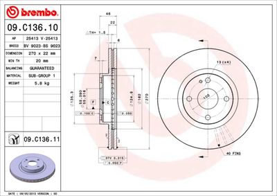 Brake Disc BREMBO 09.C136.11