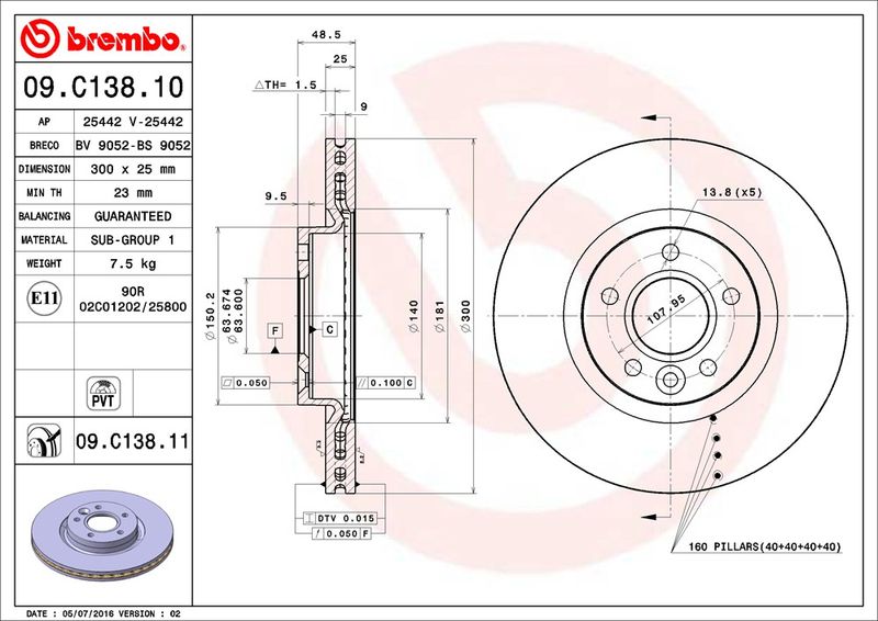 BREMBO 09.C138.11 Brake Disc