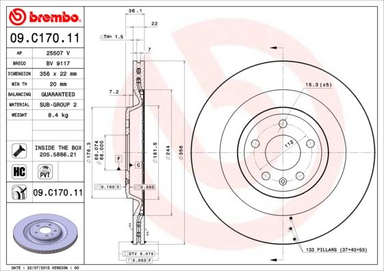 BREMBO 09.C170.11 Brake Disc