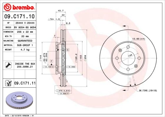 BREMBO 09.C171.11 Brake Disc