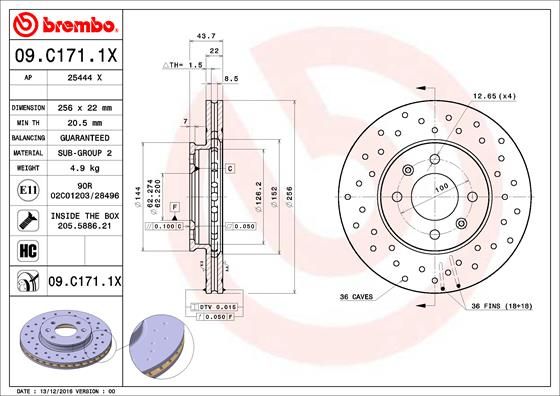 BREMBO 09.C171.1X Brake Disc