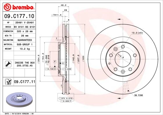 BREMBO 09.C177.11 Brake Disc