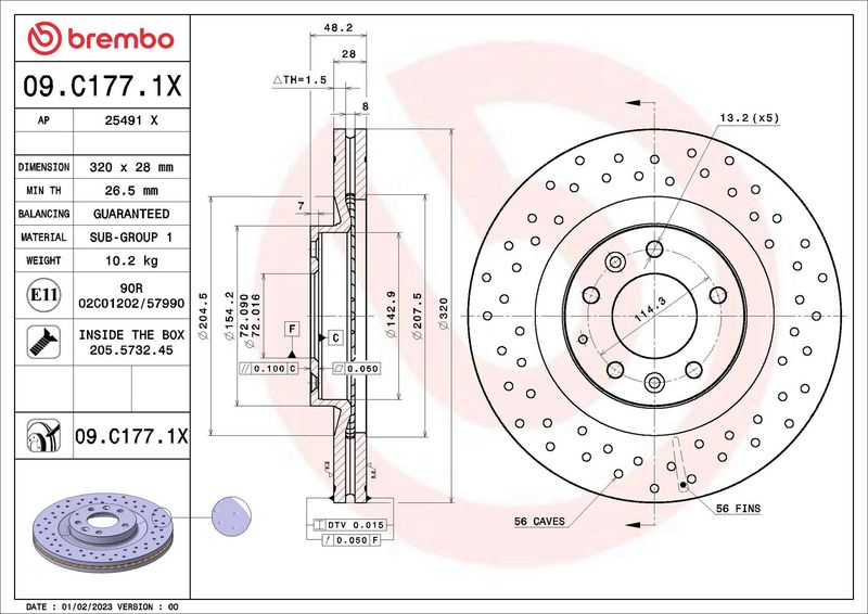 BREMBO 09.C177.1X Brake Disc