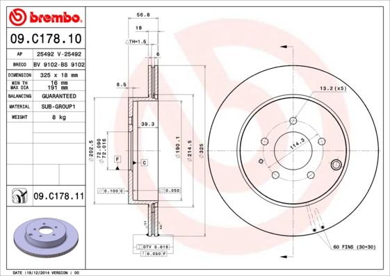 BREMBO 09.C178.11 Brake Disc