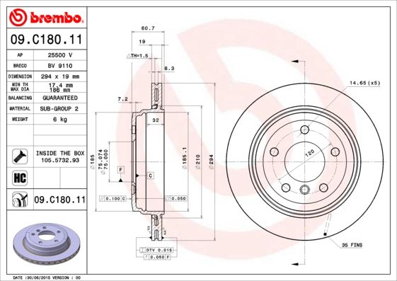 BREMBO 09.C180.11 Brake Disc