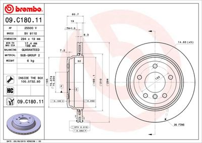 Brake Disc BREMBO 09.C180.11
