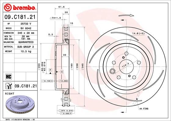 BREMBO 09.C181.21 Brake Disc