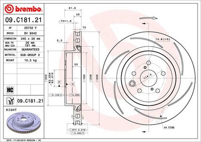 Brake Disc BREMBO 09.C181.21