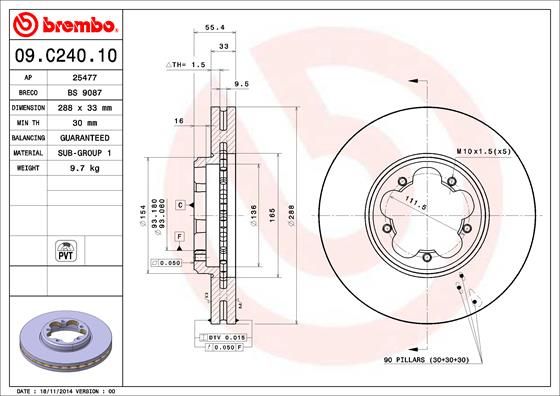 BREMBO 09.C240.10 Brake Disc