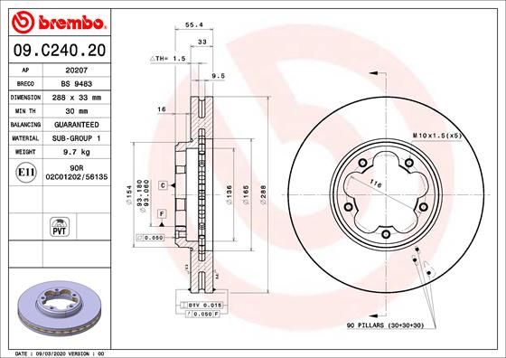 BREMBO 09.C240.20 Brake Disc