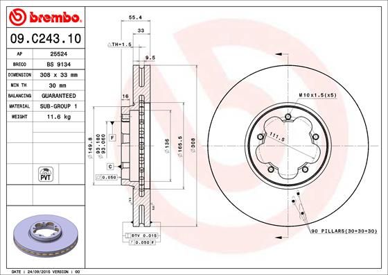 BREMBO 09.C243.10 Brake Disc