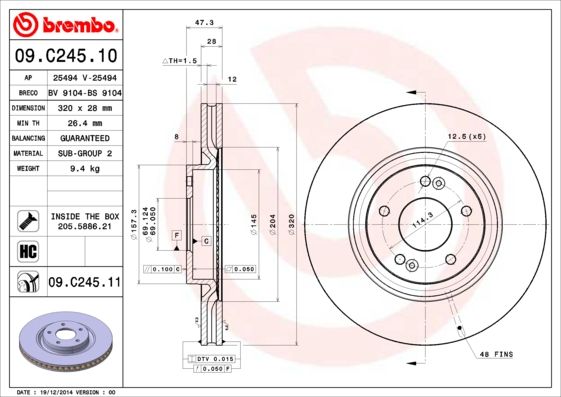 BREMBO 09.C245.11 Brake Disc