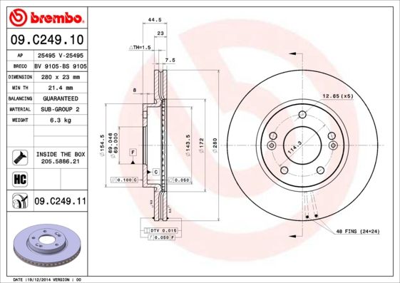 BREMBO 09.C249.11 Brake Disc