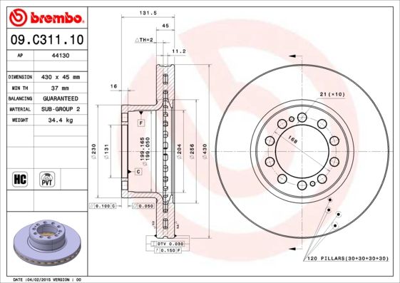 BREMBO 09.C311.10 Brake Disc