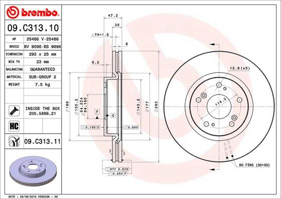 BREMBO 09.C313.11 Brake Disc