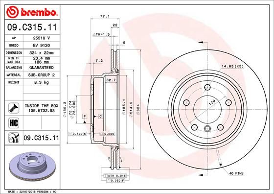 BREMBO 09.C315.11 Brake Disc