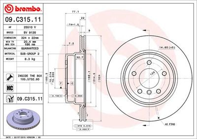Brake Disc BREMBO 09.C315.11