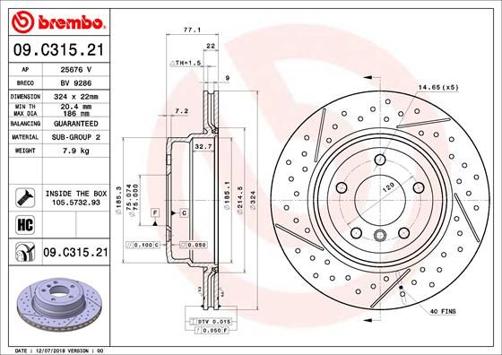 BREMBO 09.C315.21 Brake Disc