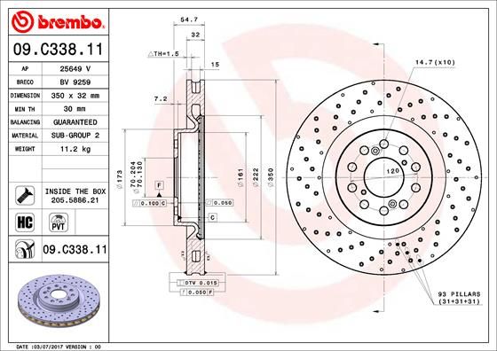 BREMBO 09.C338.11 Brake Disc