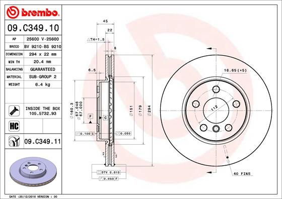 BREMBO 09.C349.11 Brake Disc