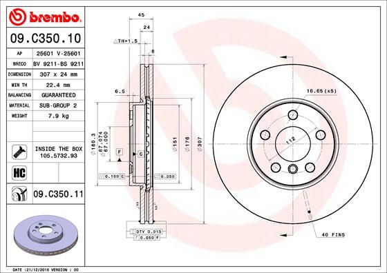 BREMBO 09.C350.11 Brake Disc