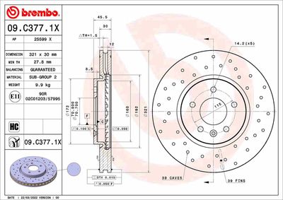 Brake Disc BREMBO 09.C377.1X