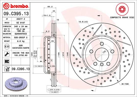 BREMBO 09.C395.13 Brake Disc