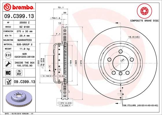 BREMBO 09.C399.13 Brake Disc