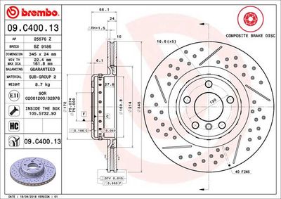 Brake Disc BREMBO 09.C400.13