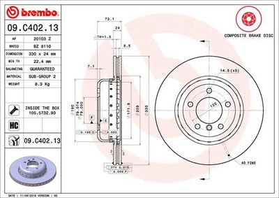Brake Disc BREMBO 09.C402.13